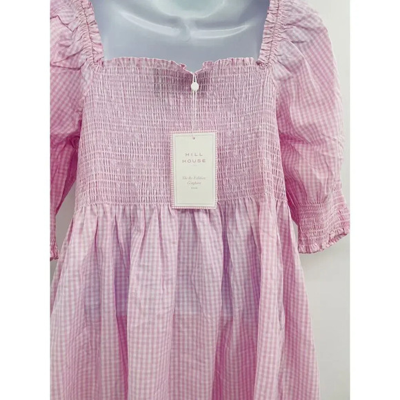 Hill House Athena Nap Dress Size XL Pink Gingham Puff Sleeve Square Neck - Picture 9 of 12